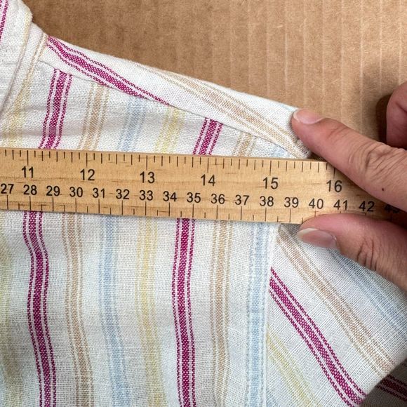 Gap Women Linen Blend Button Down Shirt Boyfriend Blouse Sz M Multicolor Stripes - Picture 13 of 14